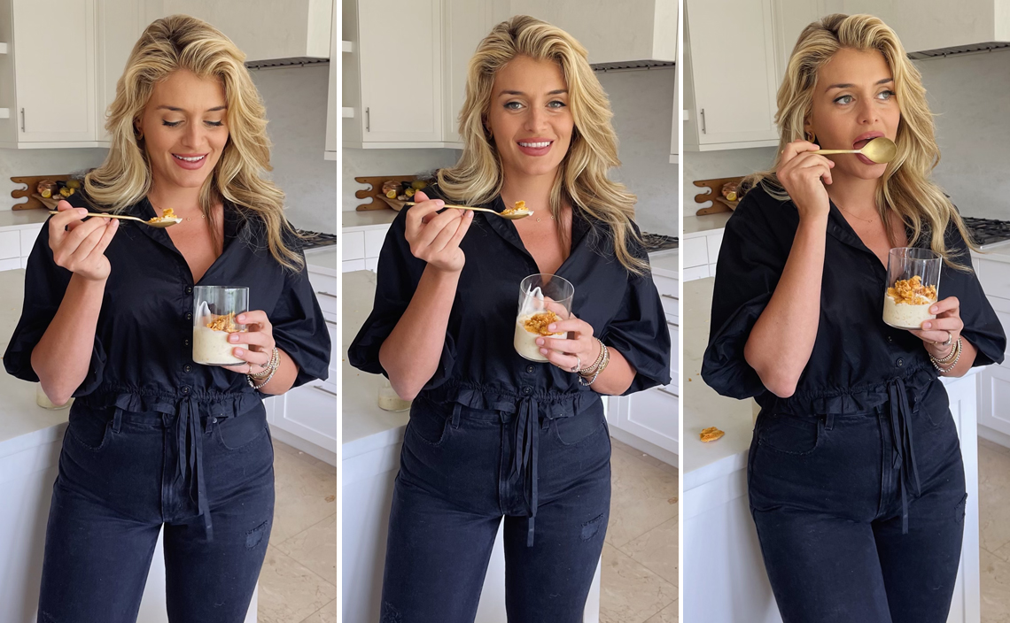 Daphne Oz Posts Peach Ice Cream with Honeycomb Topping