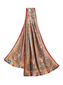 Wool & Silk Scarf with Multicoloured Print