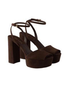 Suede Platform Sandals - Dark Brown