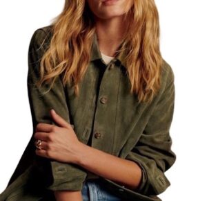 Will Jacket in Suede Olive Green