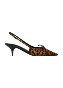 55mm Leopard Calf Hair Bow Slingback Pumps
