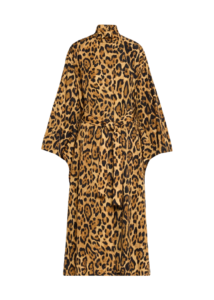 Pleated Leopard-Print Nylon Belted Trench Coat