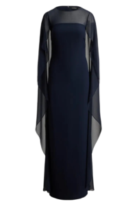 Cape Detail Triple Georgette Gown